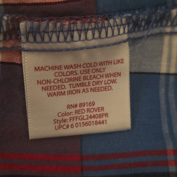 Faded Glory Plaid Sleeveless Button Front Casual Summer Top Red Blue Cotton L - Picture 4 of 4